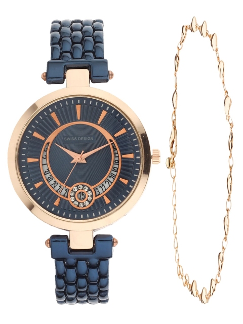 

Swiss Design Women Blue Watch Gift Set