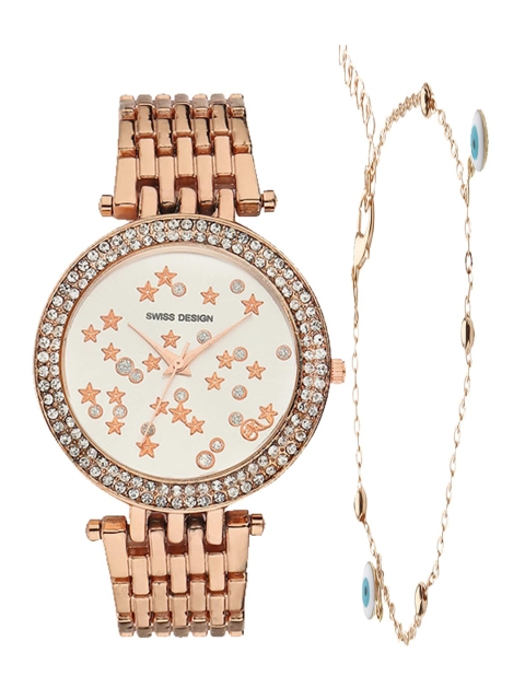 

Swiss Design Women Rose Gold Watch & Bracelet Gift Set