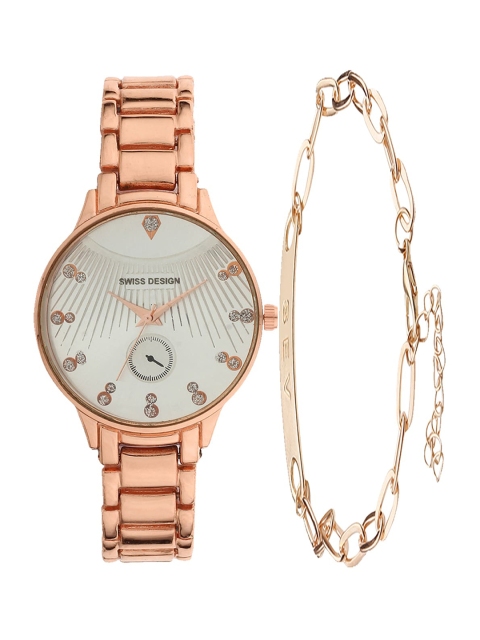 

Swiss Design Women Rose Gold-Toned Watch Gift Set SDWGift Set-203