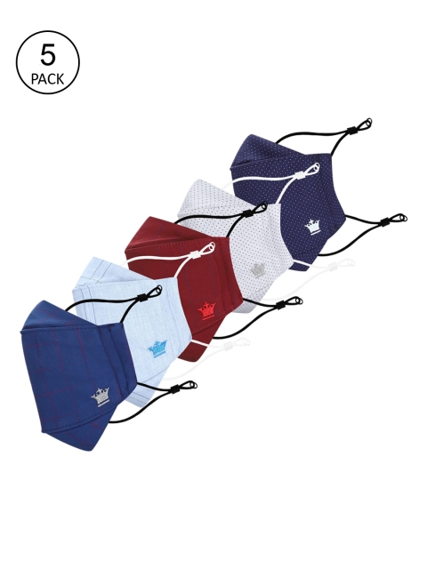 

Louis Philippe Men Pack of 5 Assorted 3-Ply Cotton Reusable Cloth Masks