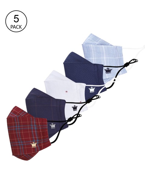 

Louis Philippe Men Pack Of 5 3 Ply Assorted Origami Fabric Mask