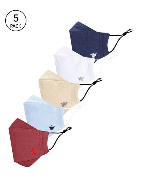 

Louis Philippe Men Pack Of 5 Assorted 3-Ply Reusable Cotton Protective Outdoor Masks
