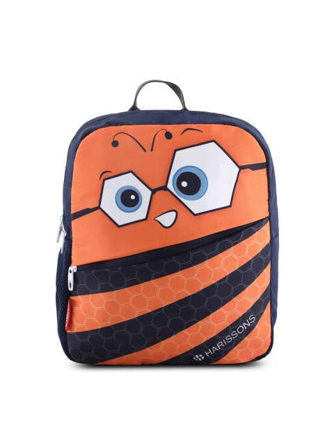 

Harissons Unisex Navy Blue & Orange Graphic Printed Backpack