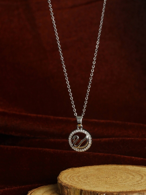 

PRITA Silver-Toned American Diamond Silver Necklace