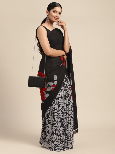 

KALINI Black Floral Pure Georgette Saree