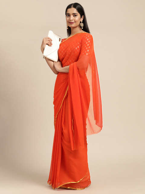 

KALINI Orange Pure Georgette Saree
