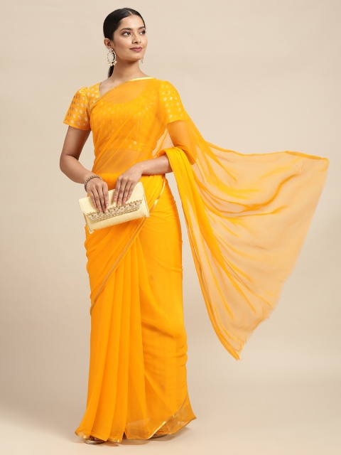 

KALINI Yellow Solid Pure Georgette Saree