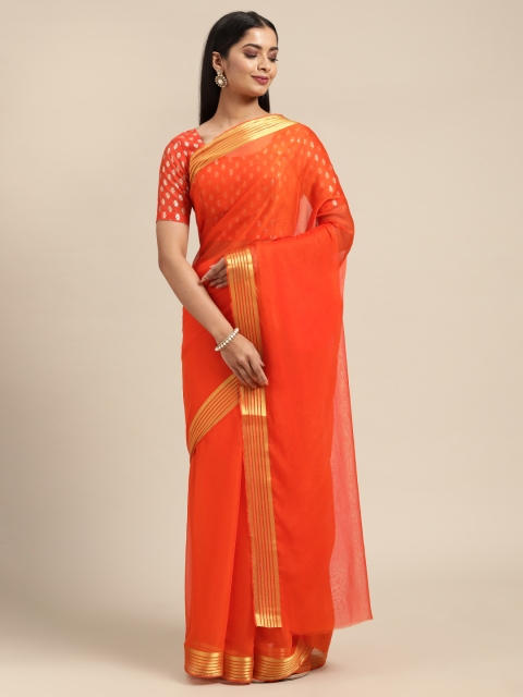 

KALINI Orange Pure Georgette Saree