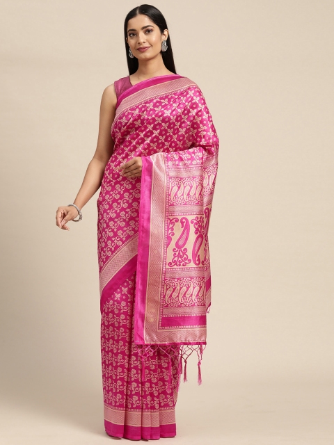 

KALINI Pink Ethnic Motifs Pure Georgette Saree