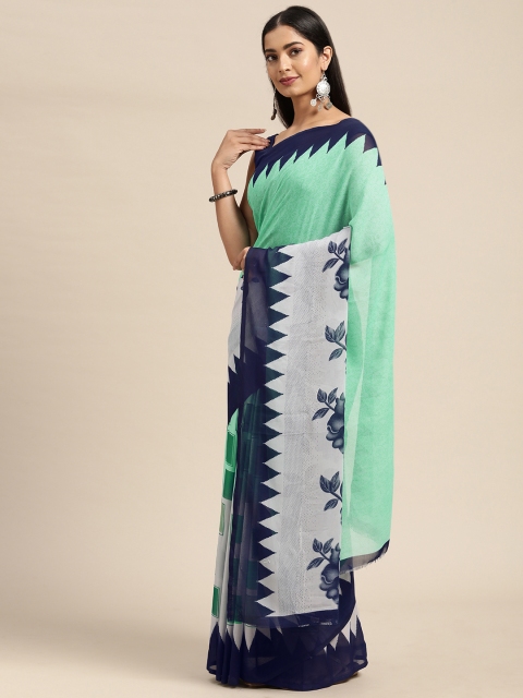 

KALINI Blue Floral Pure Georgette Saree