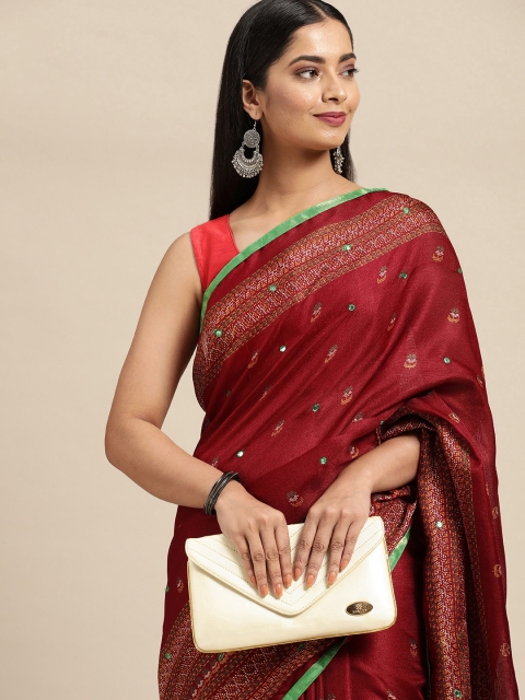 

KALINI Red Ethnic Motifs Pure Georgette Saree