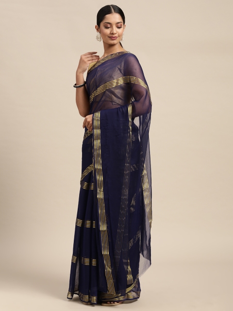 

KALINI Navy Blue Pure Georgette Saree