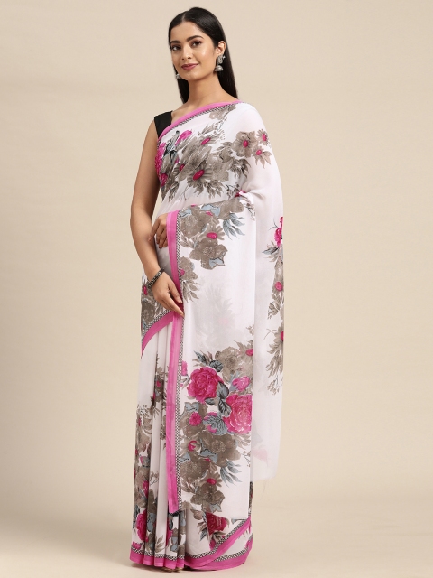 

KALINI Multicoloured Floral Pure Georgette Saree, Multi