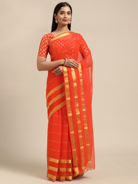 

KALINI Orange Pure Georgette Saree