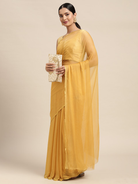 

KALINI Yellow Pure Georgette Saree