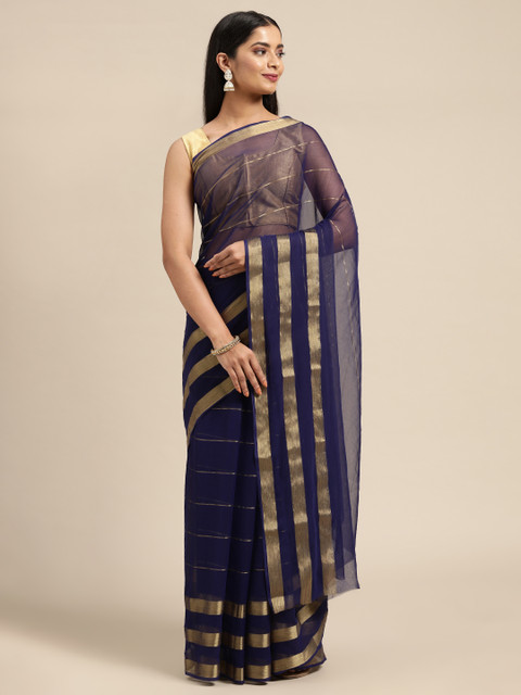 

KALINI Navy Blue Pure Georgette Saree