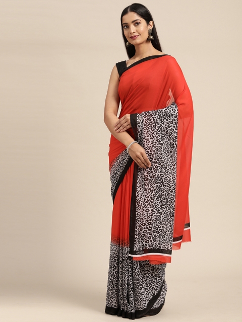 

KALINI Red & Black Pure Georgette Saree