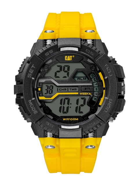 

CAT Men Grey Brass Patterned Dial & Yellow Bracelet Style Straps Digital Chronograph Watch OA 167 27 141