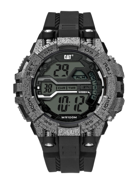 

CAT Men Black Brass Embellished Dial & Black Bracelet Style Straps Digital Chronograph Watch OA 167 21 141