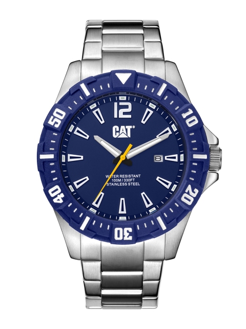 

CAT Men Blue Brass Printed Dial & Silver Toned Stainless Steel Bracelet Style Straps Analogue Watch