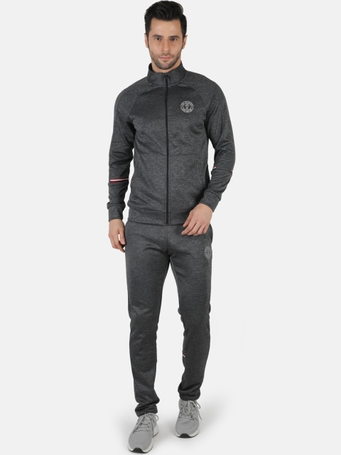

rock.it Men Charcoal Grey Solid Tracksuit