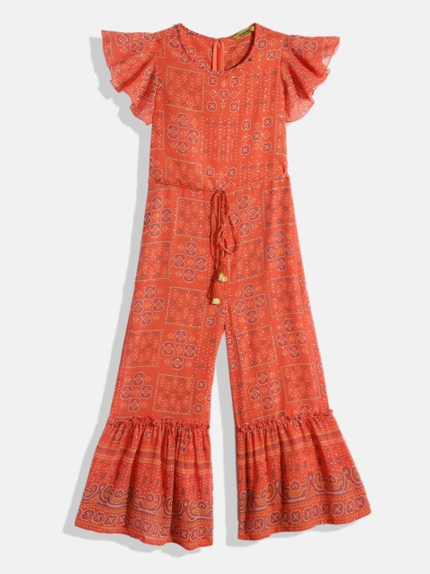 

Global Desi Girls Orange Printed Jumpsuit