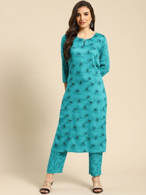 

Prakrti Women Blue & Black Floral Print Kurta with Trouser