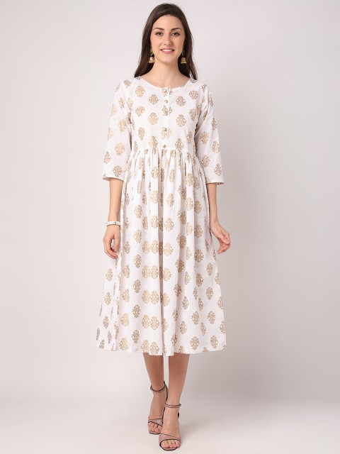 

THE NKS PLUS White Floral Midi Dress