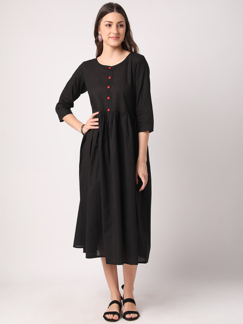 

THE NKS PLUS Black A-Line Midi Dress