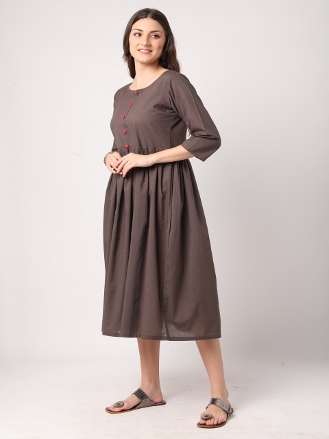 

THE NKS PLUS Brown A-Line Midi Dress