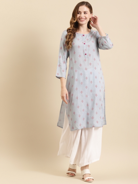 

Prakrti Women Blue & Red Floral Print Kurta