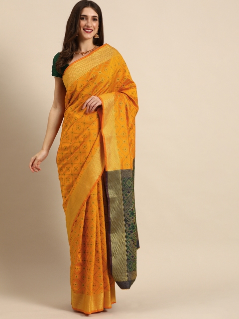 

all about you Rust & Green Woven Design Silk Blend Saree