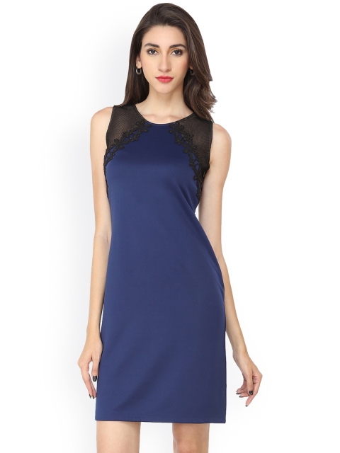 

Soie Women Blue Solid Sheath Dress