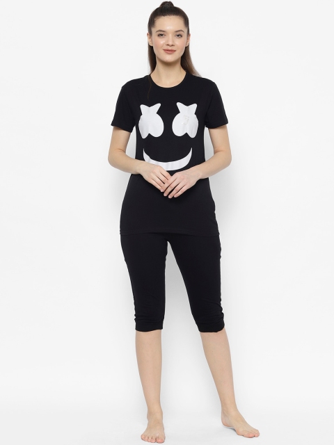 

VIMAL JONNEY Women Black Printed Night suit