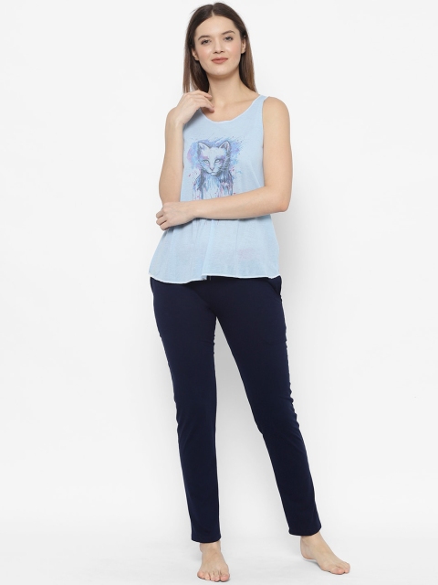 

VIMAL JONNEY Women Blue Navy Printed Tracksuits, Navy blue