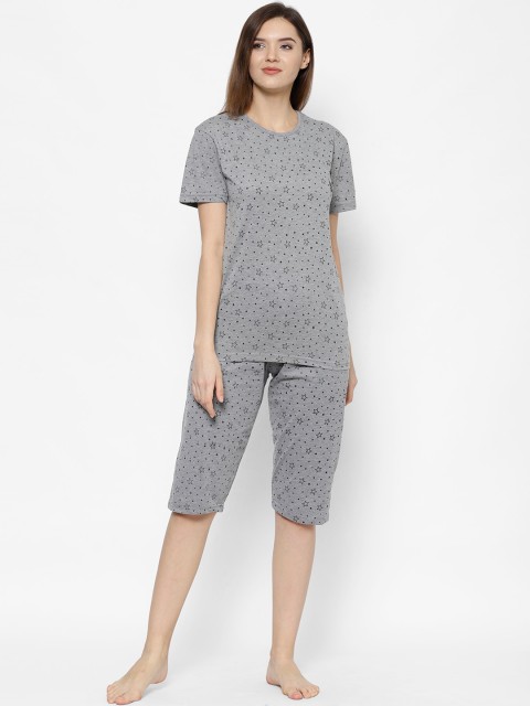 

VIMAL JONNEY Women Grey Printed T-shirt with Shorts