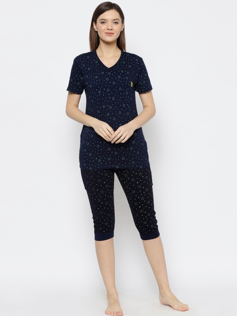 

VIMAL JONNEY Women Navy Blue Printed T-shirt with Shorts