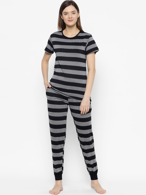

Vimal Jonney Women Black & Grey Striped Tracksuit
