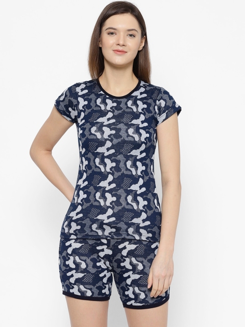 

VIMAL JONNEY Women Navy Blue Printed Cotton Blend Night Suit
