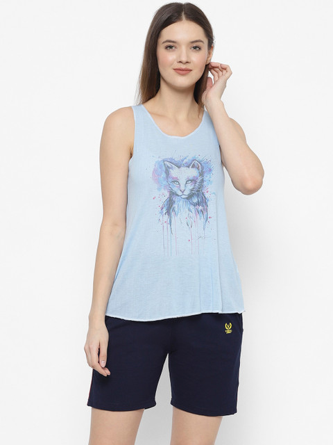 

VIMAL JONNEY Women Blue Printed Night suit