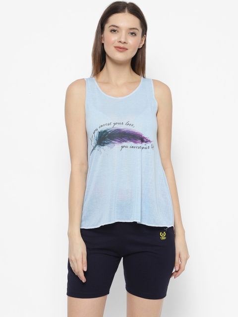 

VIMAL JONNEY Women Navy Blue Printed T-shirt with Shorts