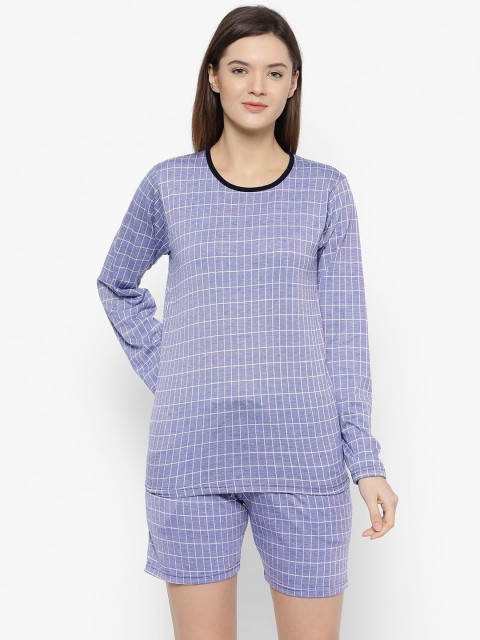 

VIMAL JONNEY Women Blue Checked Night suit