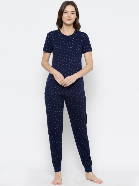 

VIMAL JONNEY Women Navy Blue Printed Night suit