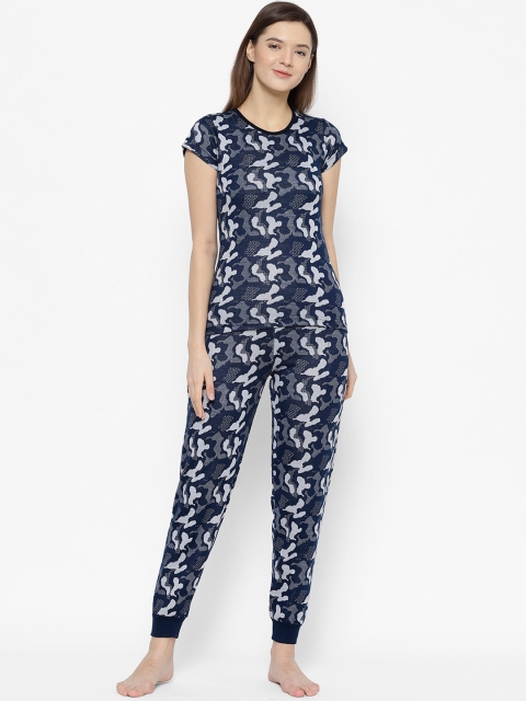 

VIMAL JONNEY Women Navy Blue Printed Night suit