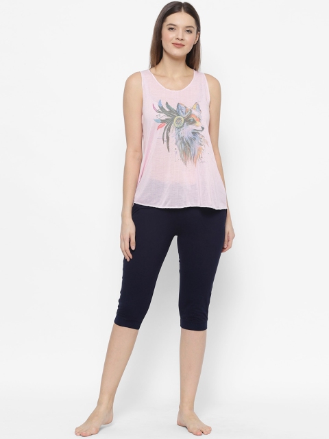 

VIMAL JONNEY Women Pink & Navy Blue Cotton Blend Tracksuits