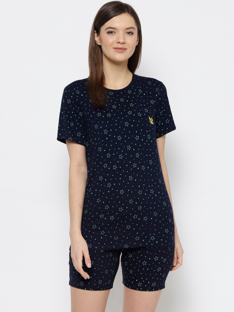 

VIMAL JONNEY Women Navy Blue Printed Night Suit