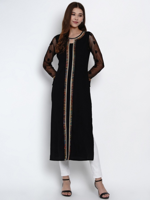 

Texco Black & Beige Self Design Kurti