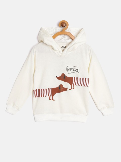 

GOJI Unisex Kids Off White Printed Hooded Sweatshirt
