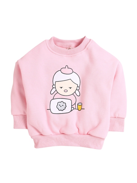 

Hopscotch Girls Pink Printed Sweatshirt