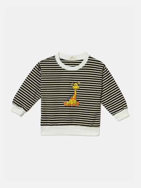 

Hopscotch Girls Black & Beige Striped Sweatshirt